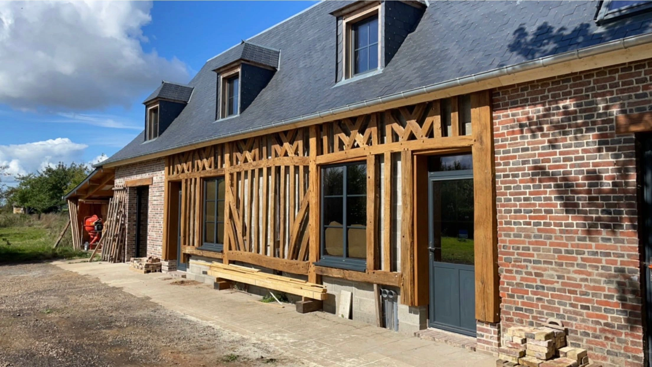 Rénovation de colombages — maison normande — Maison normande Eure